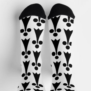 Ermine Pattern, Middeleeuws Patroon, Zwart op Wit Sokken