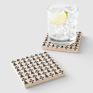 Ermine Pattern, Middeleeuws Patroon, Zwart op Wit Stenen Onderzetter