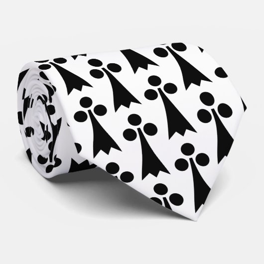 Ermine Pattern, Middeleeuws Patroon, Zwart op Wit Stropdas (Opgerold)