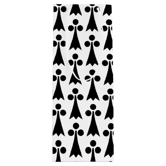 Ermine Pattern, Middeleeuws Patroon, Zwart op Wit Wijn Cadeautas (Voorkant)