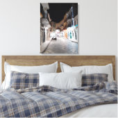 Ermopouli, Syros, winkelstraat 's nachts Canvas Afdruk (Insitu (Slaapkamer))