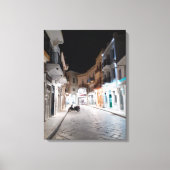 Ermopouli, Syros, winkelstraat 's nachts Canvas Afdruk (Voorkant)