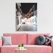 Ermopouli, Syros, winkelstraat 's nachts Canvas Afdruk (Insitu (Woonkamer))