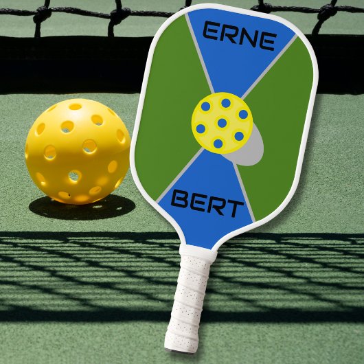 Erne & Bert Geel Bal Groen/Blauw Pickleball Paddle