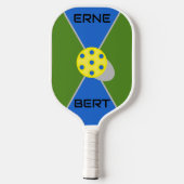 Erne & Bert Geel Bal Groen/Blauw Pickleball Paddle (Achterkant)