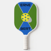 Erne & Bert Geel Bal Groen/Blauw Pickleball Paddle (Voorkant)