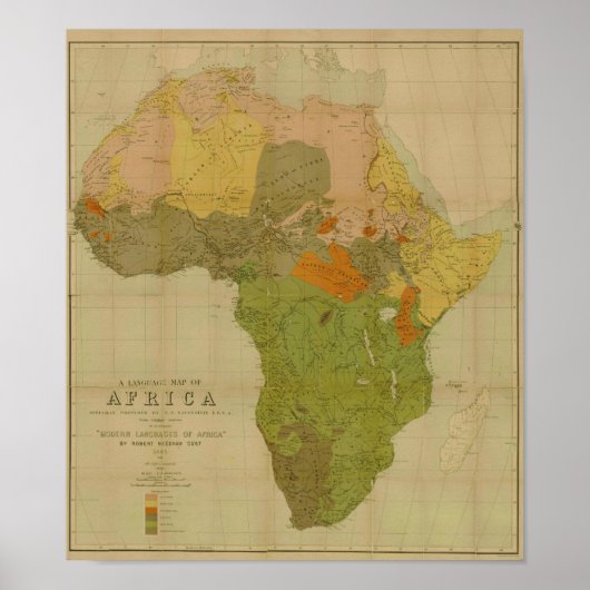 Ernest George Ravenstein - Taalkaart van Afrika Poster (Voorkant)