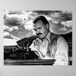Ernest Hemingway op zijn typemachine Poster
