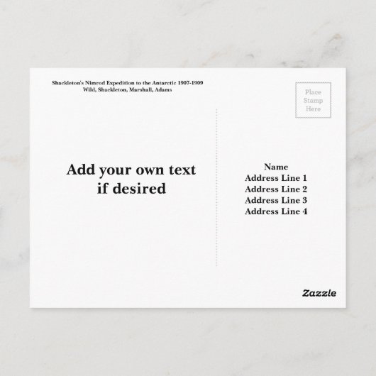 Ernest Shackleton en Crew Nimrod Antarctic Briefkaart (Achterkant)