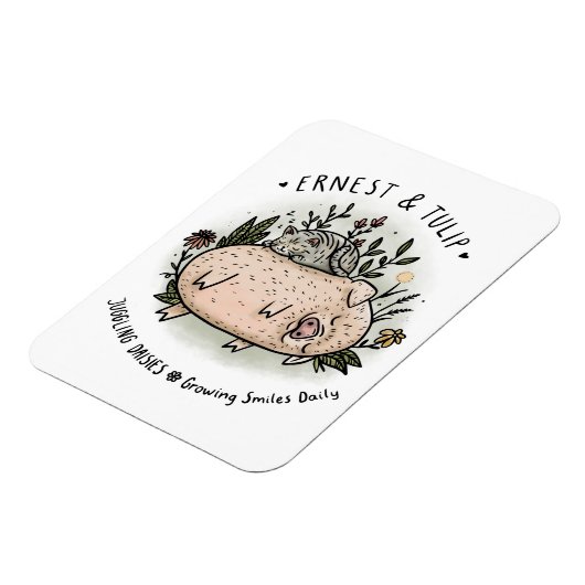 Ernest & Tulip Maganet - Juggling Daisies Magneet (Linkerzijde)