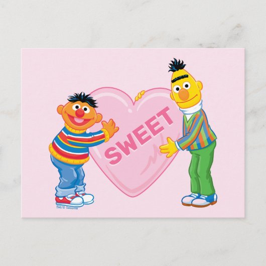 Ernie & Bert Big Valentijns Heart Briefkaart (Voorkant)