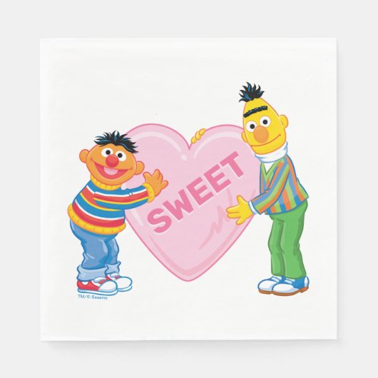 Ernie & Bert Big Valentijns Heart Servet (Voorkant)
