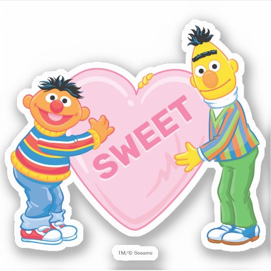Ernie & Bert Big Valentijns Heart Sticker (Voorkant)