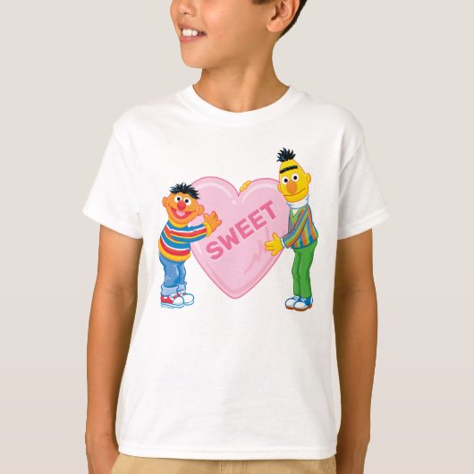 Ernie & Bert Groot Hart Voor Valentijn T-shirt (Voorkant)