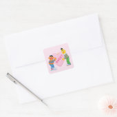 Ernie & Bert Groot Hart voor Valentijn Vierkante Sticker (Envelop)