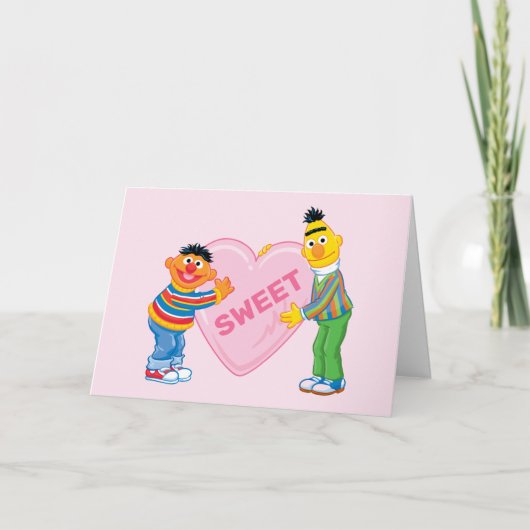 Ernie & Bert Groot Hart voor Valentijnsdag Feestdagen Kaart (Voorkant)