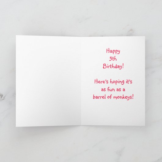 Ernie de Sock Monkey 5e Verjaardag Kaart (Binnen)