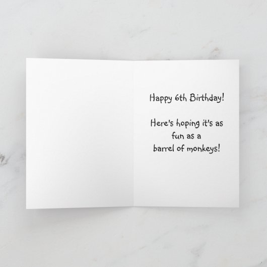 Ernie de Sock Monkey 6e Verjaardag Kaart (Binnen)