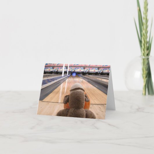 Ernie de Sock Monkey Bowling Note Kaart (Voorkant)