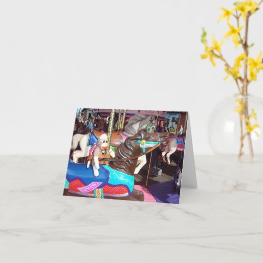 Ernie de Sock Monkey Carrousel Horse Note Kaart (Gele Bloem)