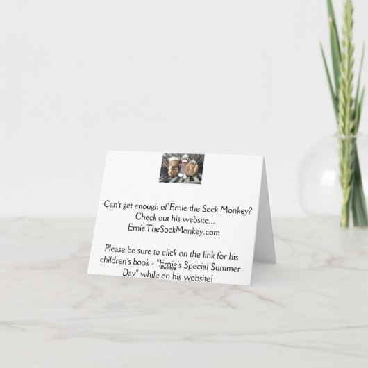 Ernie de Sock Monkey en vrienden Note Kaart (Achterkant)