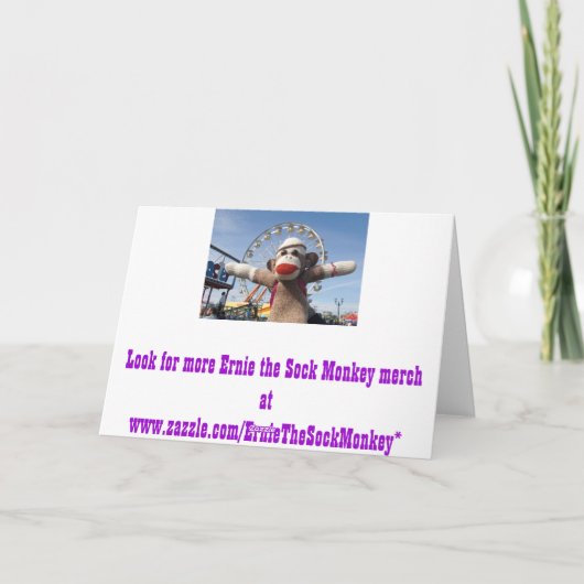 Ernie de Sock Monkey Free Range Peeps Paas Kaart (Achterkant)