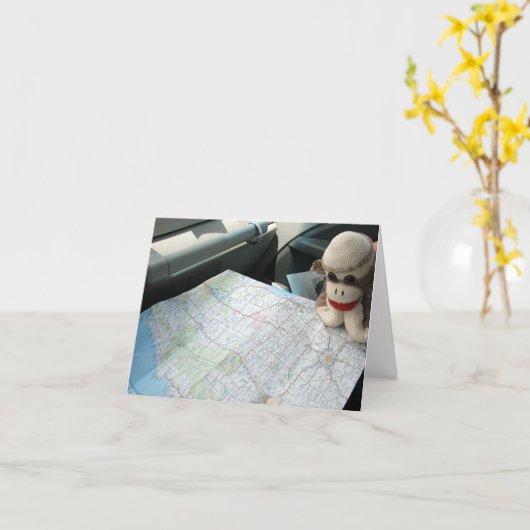 Ernie de Sock Monkey Map Leesnotitie Kaart (Gele Bloem)