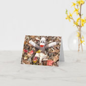 Ernie de Sock Monkey stapel bladeren Note Kaart (Gele Bloem)