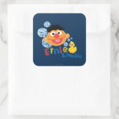 Ernie en Duckie Bubbles Vierkante Sticker (Tas)