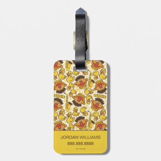 Ernie en Rubber Duckie Pattern Bagagelabel (Achterkant verticaal)