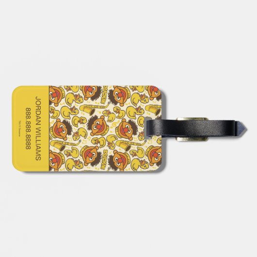 Ernie en Rubber Duckie Pattern Bagagelabel (Achterkant horizontaal)