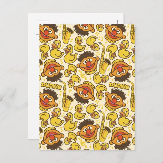Ernie en Rubber Duckie Pattern Briefkaart (Voorkant / Achterkant)
