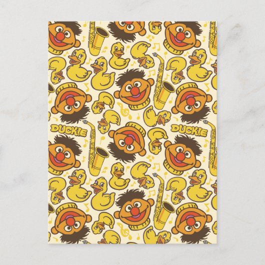 Ernie en Rubber Duckie Pattern Briefkaart (Voorkant)