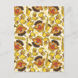 Ernie en Rubber Duckie Pattern Briefkaart