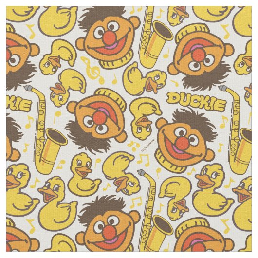 Ernie en Rubber Duckie Pattern Stof (Close Up)
