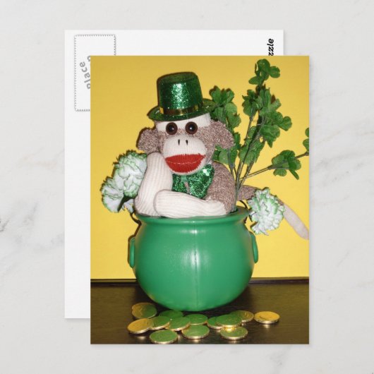 Ernie het St. Patrick van de Aap van de Sok Briefkaart (Voorkant / Achterkant)