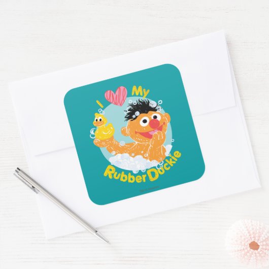 Ernie Loves Duckie Vierkante Sticker (Envelop)