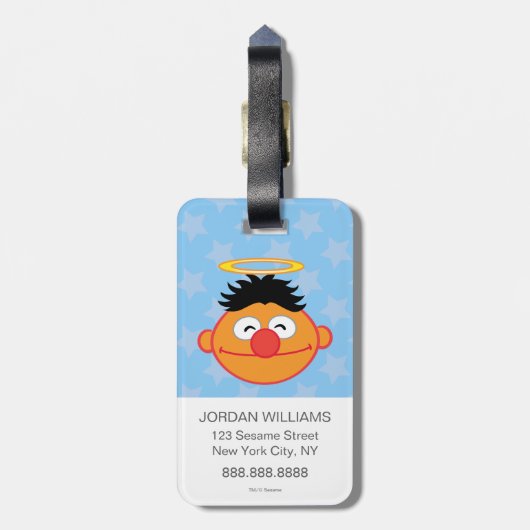 Ernie Smiling Face met Halo Bagagelabel (Achterkant verticaal)