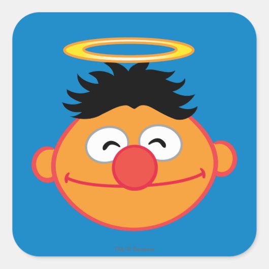 Ernie Smiling Face met Halo Vierkante Sticker (Voorkant)