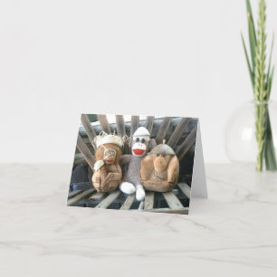 Ernie the Sock Monkey and Friends Note Card Kaart