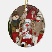 Ernie the Sock Monkey bezoekt Santa Round Ornament (Links)