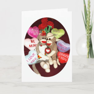 Ernie the Sock Monkey Love Valentine's Day Card Feestdagen Kaart
