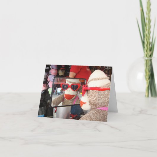 Ernie the Sock Monkey Sunglasses Note Card Feestdagen Kaart (Voorkant)