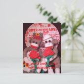 Ernie the Sock Monkey Valentine Couple Postcard Feestdagenkaart (Staand voorkant)