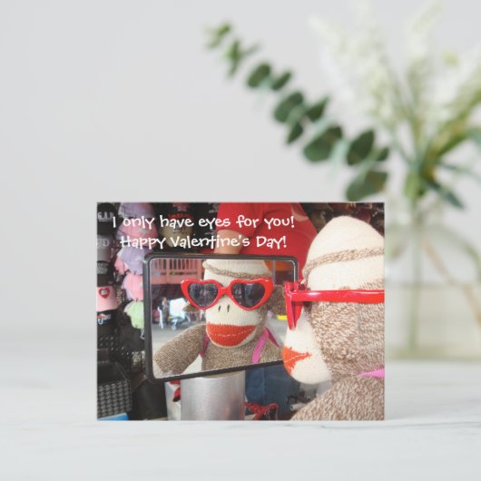 Ernie the Sock Monkey Valentine Postcard Feestdagenkaart (Staand voorkant)