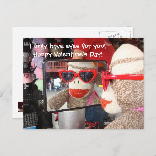 Ernie the Sock Monkey Valentine Postcard Feestdagenkaart (Voorkant / Achterkant)