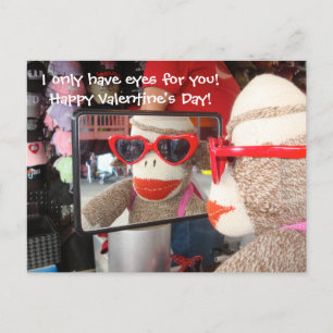 Ernie the Sock Monkey Valentine Postcard Feestdagenkaart