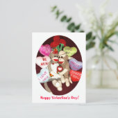 Ernie the Sock Monkey Valentine's Day Postcard Feestdagenkaart (Staand voorkant)