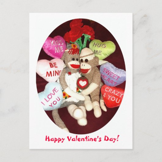 Ernie the Sock Monkey Valentine's Day Postcard Feestdagenkaart (Voorkant)