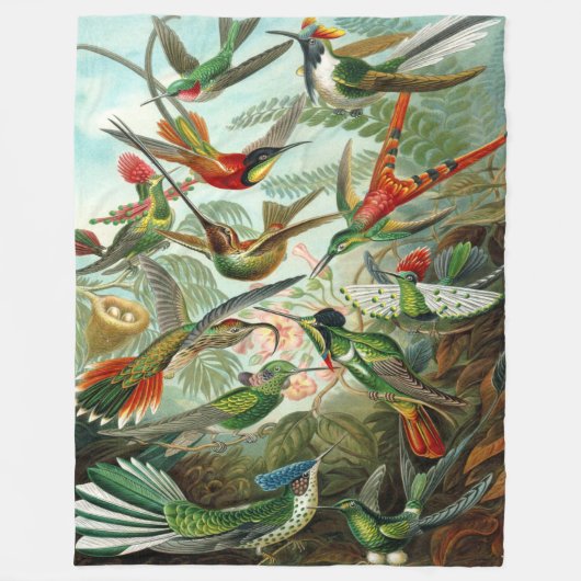 Ernst Haeckel Kolibries Fleece Deken (Voorkant)